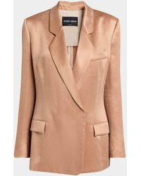 Giorgio Armani - Cupro Double-Breasted Blazer Jacket - Lyst