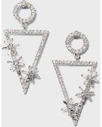Alexander Laut - White Gold Baguette And Round Diamond Triangular Earrings - Lyst