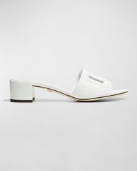 Dolce & Gabbana - Dg Cutout Leather Slide Sandals - Lyst