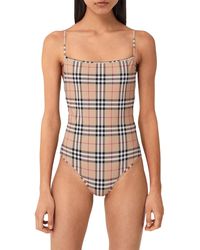 Burberry - Check Swimsuit - Lyst