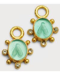 Elizabeth Locke - 19k Yellow Gold Earring Pendant With Venetian Glass And Peridot - Lyst