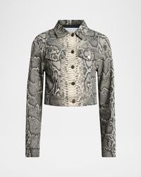Gabriela Hearst - Bronte Snakeskin-Print Crop Denim Jacket - Lyst
