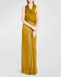 Saint Laurent - Sheer Evening Gown With Draped Hood - Lyst