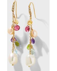 Marco Bicego - 18k Paradise Yellow Gold Diamond Hook Earrings With Mixed Gemstones - Lyst
