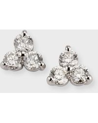 Roberto Coin - 18k White Gold 3-diamond Cluster Stud Earrings - Lyst