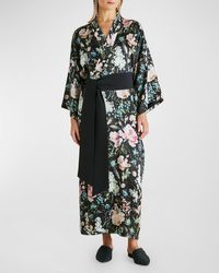 Olivia Von Halle - Queenie Floral-Print Silk Robe - Lyst