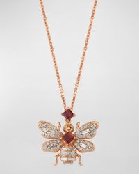 BeeGoddess - 14k Diamond And Ruby Bee Necklace - Lyst