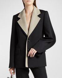 Bottega Veneta - Curved-Sleeves Layered Compact Wool Single-Breasted Jacket - Lyst