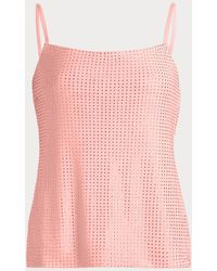 Area - Crystal Hotfix Mesh Backless Tank Top - Lyst