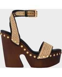 Givenchy - Clog Raffia-Effect Platform Sandals With Studs Detail - Lyst