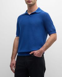 Zegna - Cotton Knit Short-Sleeve Polo Sweater - Lyst
