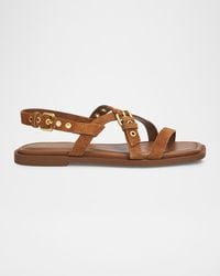 Rag & Bone - Harlow Suede Strappy Flat Sandals - Lyst