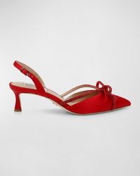 Badgley Mischka - Silk Bow Kitten-Heel Pumps - Lyst