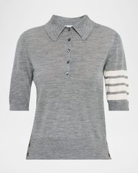 Thom Browne - 4 Bar Short-Sleeve Fine Merino Wool Polo Shirt - Lyst