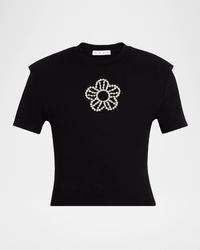 Area - Crystal Flower Cutout Short-Sleeve T-Shirt - Lyst