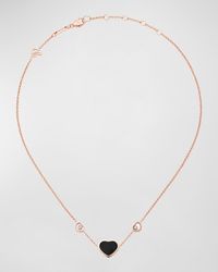 Chopard - Happy Hearts 18k Rose Gold 3-motif Mother-of-pearl & Diamond Necklace - Lyst