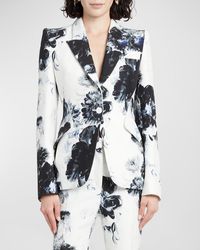 Alexander McQueen - Printed Cady Single-breasted Jacket - Lyst