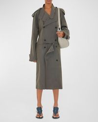 Burberry - Double-Breasted Long-Sleeve Zipper-Hem Midi Trench Dress - Lyst