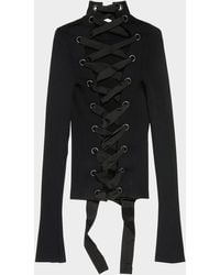 Balenciaga - Laced Turtleneck Rib Sweater - Lyst