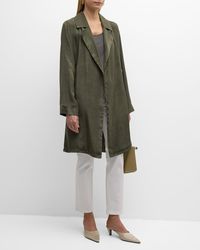 Eileen Fisher - Notched-Lapel Garment-Dyed Woven Coat - Lyst