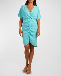 Trina Turk - Zest Belted Short Dress With Shirred Front - Lyst
