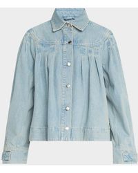 Merlette - Easton Pleated Cotton Denim Jacket - Lyst
