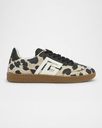 Balmain - Swan Snow Leopard-Print Suede Low-Top Sneakers - Lyst