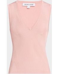 Veronica Beard - Sid Sleeveless Ribbed Tank Top - Lyst