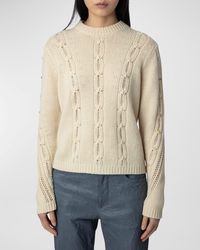 Zadig & Voltaire - Morley Embellished Cable-Knit Sweater - Lyst