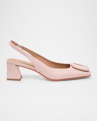 Santoni - Lemon Leather Buckle Slingback Pumps - Lyst