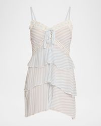 LoveShackFancy - Marlia Striped Lace-Trim Mini Dress - Lyst
