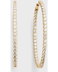 Neiman Marcus - 18k Yellow Gold Large Oval-shape Round Diamond Gh/si Hoop Earrings, 2"l - Lyst