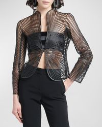 Giorgio Armani - Soutache Single-Breasted Leather-Embroidered Jacket - Lyst