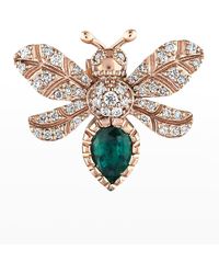 BeeGoddess - Diamond And Emerald Bee Earring, Single - Lyst