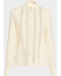 Valentino Garavani - Lace Pleated Crepe De Chine Shirt - Lyst