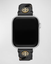 Tory Burch Gold-tone Stainless Steel Curb-link Band For Apple Watch,  38-41mm in Black | Lyst