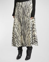 Proenza Schouler - Korine Striped Pleated Midi Pull-On Skirt - Lyst