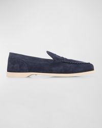John Lobb - Pace Suede Penny Loafers - Lyst