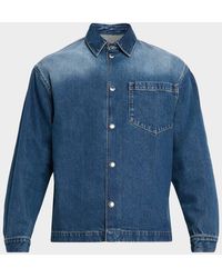 7 For All Mankind - Denim Snap-Front Overshirt - Lyst