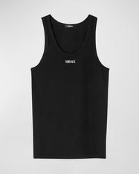 Versace - Logo Cotton Tank Top - Lyst