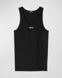 Versace - Embroidered Logo Tank Top - Lyst