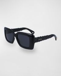 Lanvin - Babe Twisted Rectangle Plastic Sunglasses - Lyst