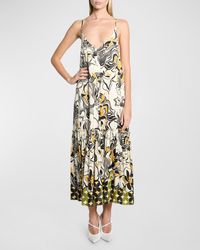 Dries Van Noten - Diba Printed Midi Dress With Flounce Hem - Lyst