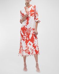 Figue - Paolina Floral-print Tassel Slit-hem Midi Kaftan Dress - Lyst
