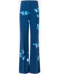 Akris - Butterfly-Print Silk Bootcut-Leg Trousers - Lyst