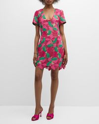 MILLY - Spring Petals Scoop-Neck Floral Lace Mini Dress - Lyst