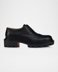 Christian Louboutin - College Wingtip Brogue Leather Derby Shoes - Lyst