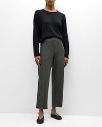 Eileen Fisher - Cropped Straight-Leg Stretch Crepe Pants - Lyst