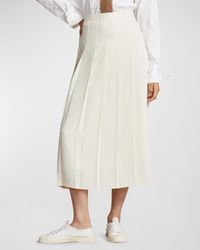 Polo Ralph Lauren - Satin Pleated A-Line Midi Skirt - Lyst
