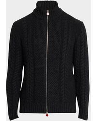 Kiton - Cashmere Cable Knit Full-Zip Sweater - Lyst